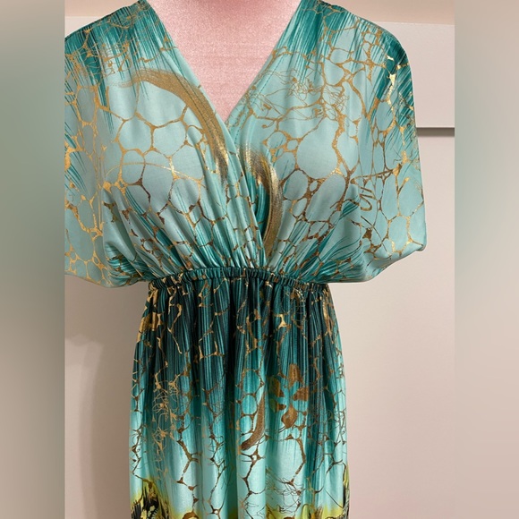 Shoreline | Dresses | Shoreline Aqua Gold Summer Dress One Size Fit